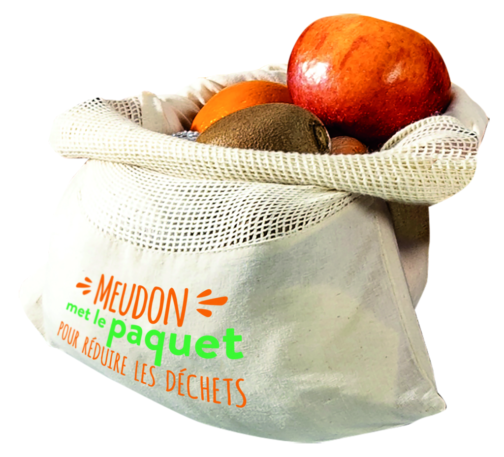 Sac arborant le logo Meudon met le paquet pour réduire les déchets